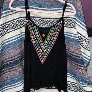 Black and colorful embroidered torrid tank top